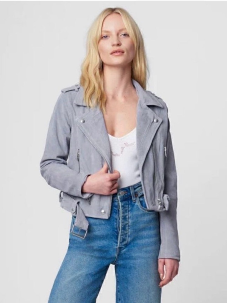 Blank Nyc Grey Suede Moto Jacket Small